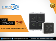 Buy Vinay White V-Touch 4 Switch Module -Corum Modular Series Online