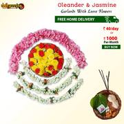 Buy Oleander And 3 Jasmine Garlands With Loose Flowers Combo @ Rs 40