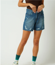 Women Blue High Rise Slim Shorts